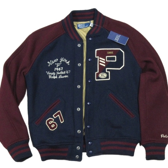 *DEADSTOCK* Original Blue label Ralph Lauren NY Edition Letterman Varsity NWT LG - Picture 1 of 8